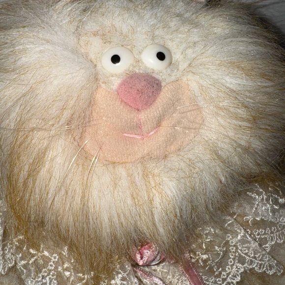 Vintage 1986 Hallmark Purrsonality Fat Cat Stuffed Plush Miz Maudie Orange Lace - Picture 3 of 15